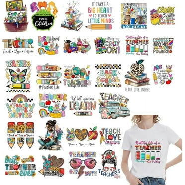 30Pcs Teachers' Day Iron on Decals for T-Shirts Heat Transfer Iron on Decals