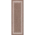 thumbnail image 1 of Unique Loom Outdoor Border Solid Tonal Rug 2' x 6' Runner Brown/Beige, 1 of 2