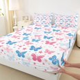 thumbnail image 3 of Feelyou Blue Pink Butterfly Full Size Sheets for Girl, Dreamy Cartoon Stars Bed Sheets, Kawaii Animal Sheet Sets, Super Cozy Room Decor, 4 Pieces, 3 of 7