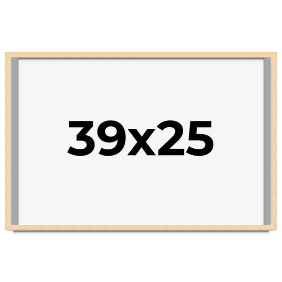 39x25 Frame Natural Wood Picture Frame | 0.75 Inch Moulding Width | with UV Acrylic Plexiglass,