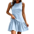 thumbnail image 3 of HVOBTTY Summer Women's Sleeveless Mini Peplum Dress Ruffled Slim Solid Color Social Occasion Out Wear, 3 of 5