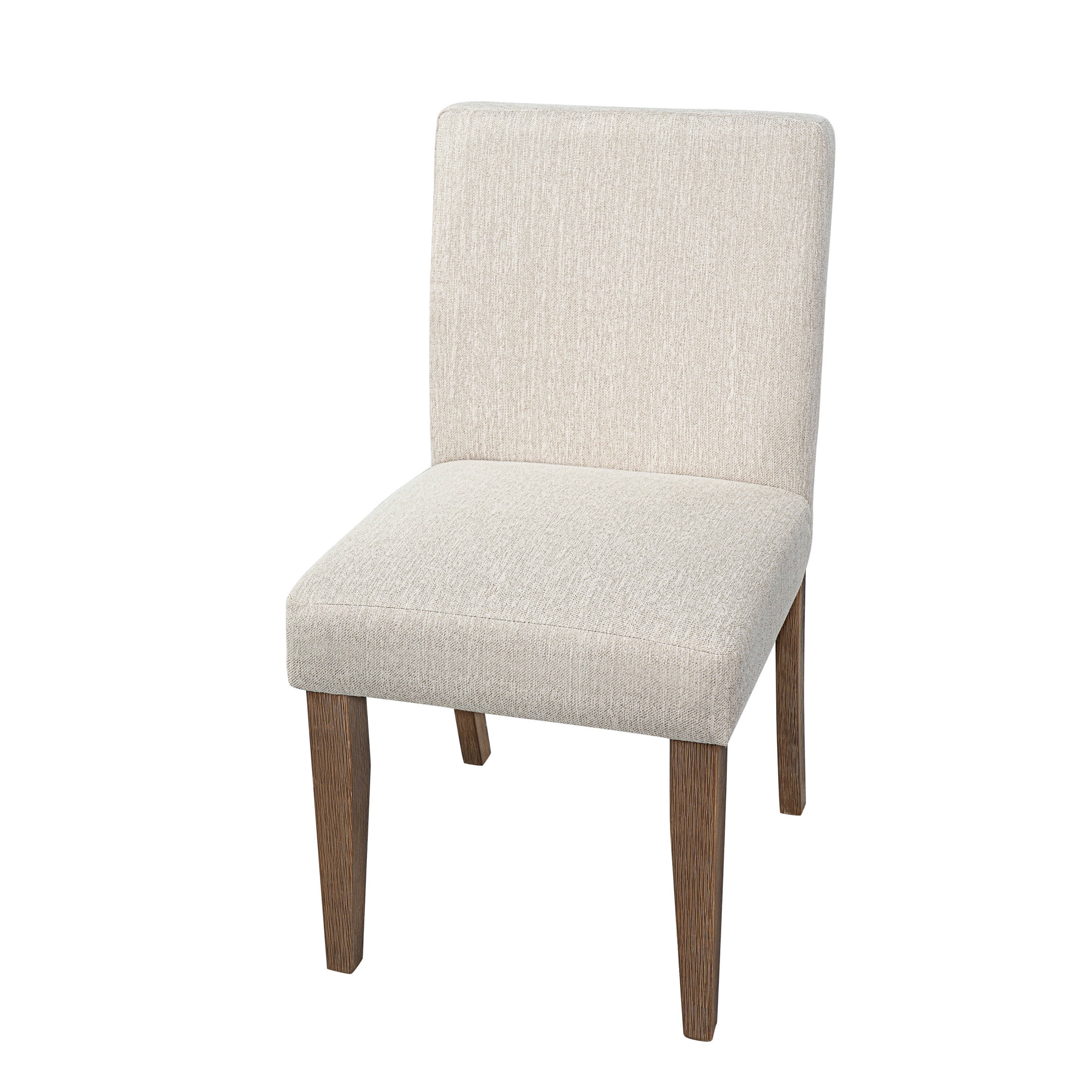 Christopher Knight Home Set of 2 Upholstered Dining Chairs with Solid Wood Legs, Walnut + Beige