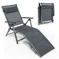 thumbnail image 2 of Costway Patio Folding Aluminum Lounge Chair Chaise Adjustable Back Armrest Headrest Black, 2 of 9