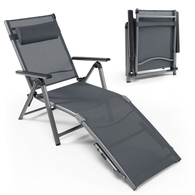 Tumbona de aluminio plegable Costway para Exteriores gris