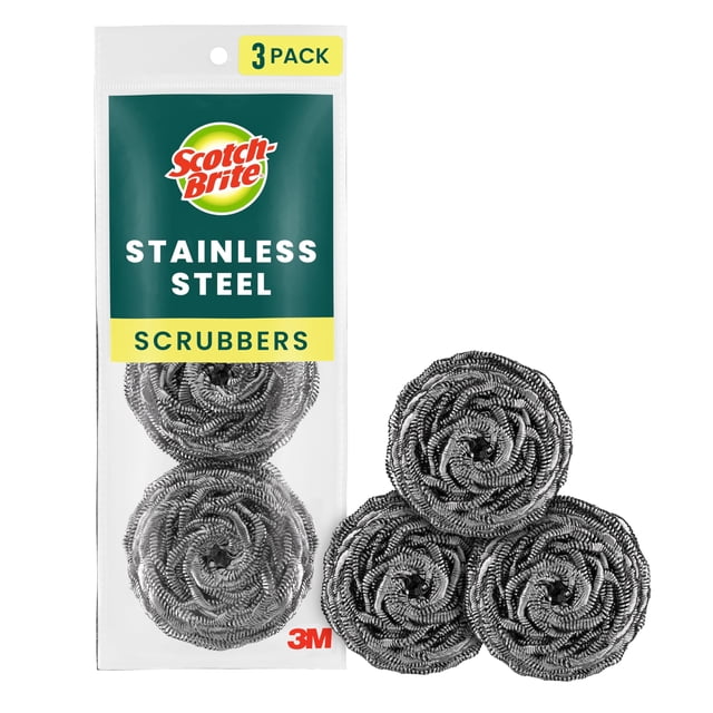Esponja multiusos Scotch-Brite, estropajos de acero inoxidable, paquete de 3
