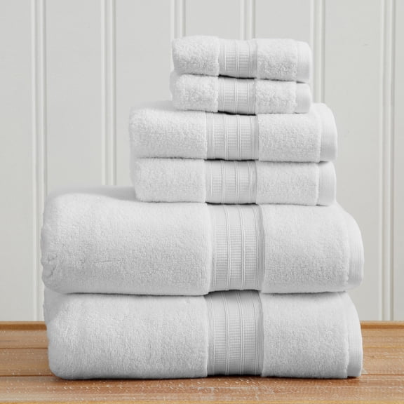 Great Bay Home Cotton Premium Plush 6 Piece Towel Set, White