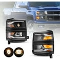 thumbnail image 2 of Headlight For 2014 2015 Chevy Silverado 1500 Headlights Pickup Black Projector LED DRL, 2 of 8