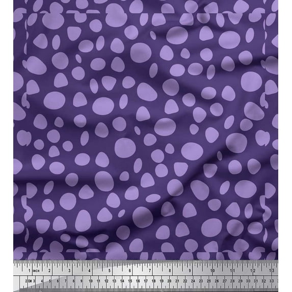 Soimoi Purple polyester Crepe Fabric Tumble Stone Abstract Print Fabric by Yard 52 Inch Wide