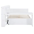 thumbnail image 5 of Full Size Wooden Daybed with Desk, 3 Storage Drawers and Three Large Side Compartments, Pine Construction Daybed with Usb Ports And Power Outlets for Bedroom, Living Room, White, 5 of 8