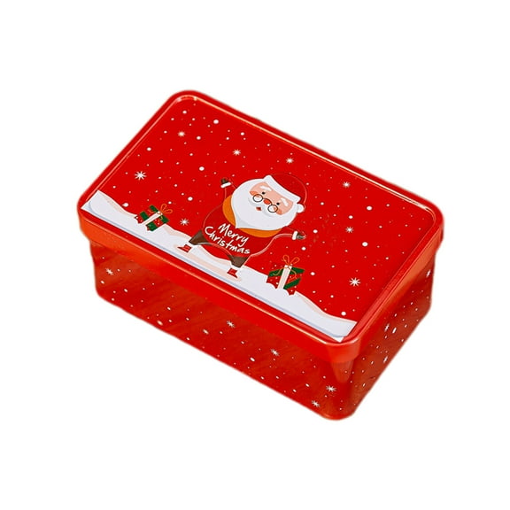 LanSuare Christmas Cookie Tins, Square Metal Containers with Lids, Christmas Cookie Baking Container Suitable for Storing Patisseries, Snack, Chocolate, Gift Giving, 4.3"X1.9"x2.7"