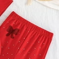 thumbnail image 6 of Girls 2 Piece Outfit Set Red Short Sleeve Top & Flare Pants Nylon Spandex Play Clothes Bow Details Elastic Waist Age 4-9 Years,Size 5 T, 6 of 6