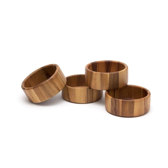 Lipper International Wooden Acacia Straight-Side Serveware Salad Bowls, Set of 4