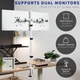 thumbnail image 4 of VIVO White Dual Monitor Extra Tall Adjustable Desk Mount for up to 27" Screens, 4 of 9
