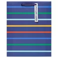 thumbnail image 2 of Medium 'Happy Birthday' Striped Gift Bag Purple - : Paper, 9.75" Height, 7.75" Width, Birthday Gift Bags, 2 of 3