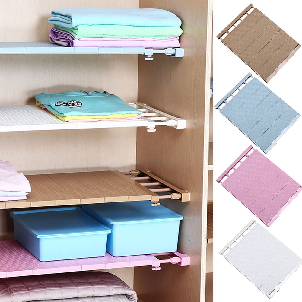 Shelf Dividers Closet Shelf Wardrobe Storage Rack Retractable Airing Cupboard Organiser for Kitchen Bookcase White 39-55cm 