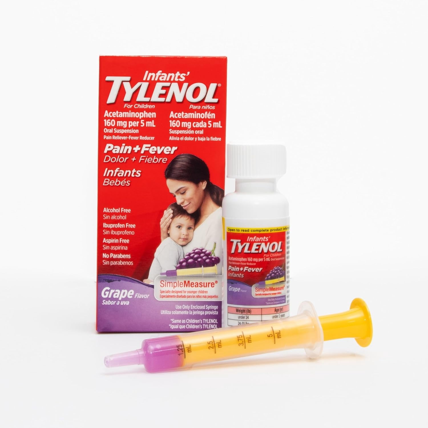 Infants' Tylenol Pain Reliever-Fever Reducer, Oral Suspension, Grape Flavor, 1 oz