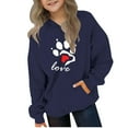 thumbnail image 2 of Bnwani Hoodie Sweatshirt for Children Long Sleeve Fleece Casual Oversized Cute Solid Pocket Blue Size 13-14 Years, 2 of 4
