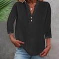 thumbnail image 2 of Women Summer Tops Women Fashion V Neck Point Sleeve Button Casual Comfortable Top Small Work Womens V Neck T Valentines Day Shirt Cute Short Sleeve Tops Print Shirts Womens Soft Tee Clothes Black 2XL, 2 of 6