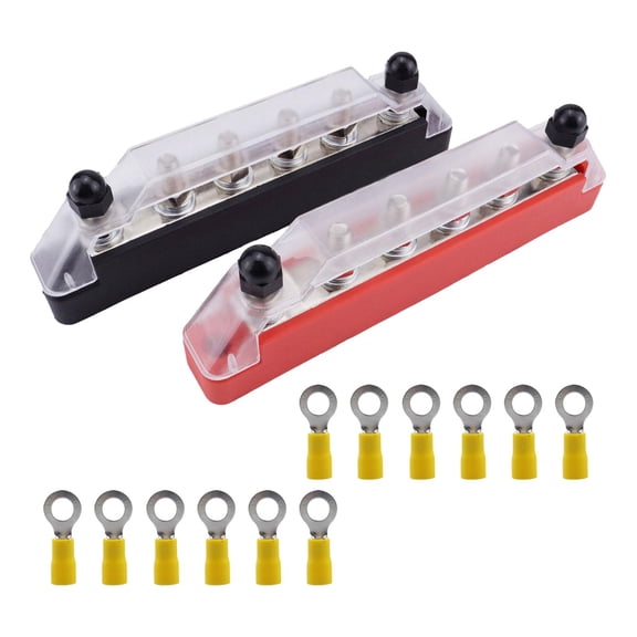 BAOSITY M6 Busbar Power Distribution Block Heavy Duty 6 Studs 1/4" M6 Convenient Bus Bar Terminal for Marine Boat Vehicles Truck