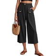 thumbnail image 3 of Luvrsol Capris for Women with Pockets Wide Leg Buttery Soft Stretch Casual Lounge Cropped Trousers S-2XL, 3 of 7