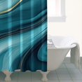 thumbnail image 4 of Blue and Gold Marble Shimmer Waves Pattern Shower Curtain 36"x72" ,Bathroom Decorative Shower Curtains Set with 12 Hooks,Modern Waterproof Washable Shower Curtain, 4 of 6