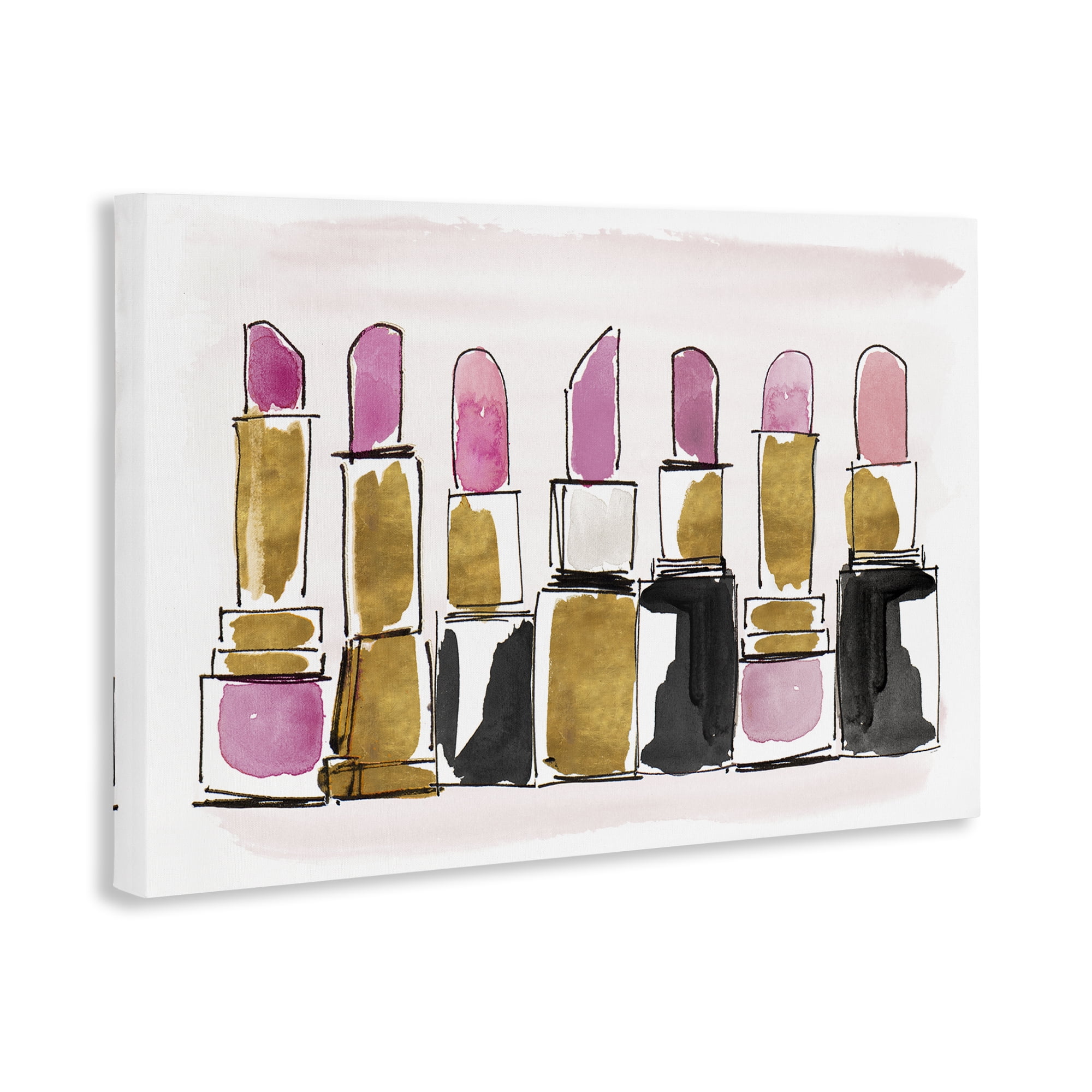 Stupell Industries Glam Lipstick Doodle Fashion Painting Wrapped Canvas Art Print Wall Art, 30 x 20