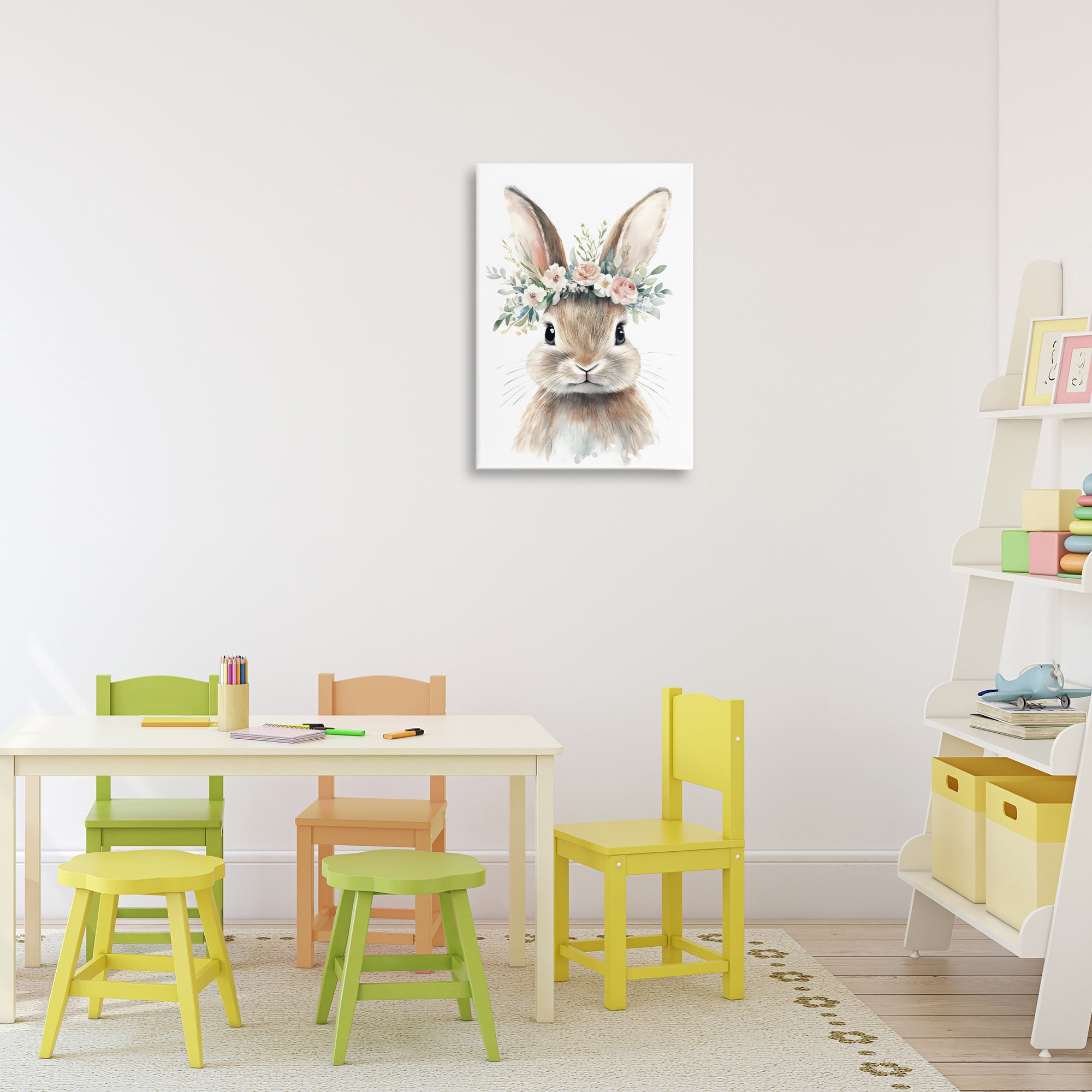 Stupell Industries Flower Adorned Baby Rabbit Canvas Wall Art, design by Creative Studio