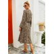 thumbnail image 4 of Vestido midi de leopardo para mujer, elegante vestido de manga larga con cintura alta, botones en la parte delantera, cinturón con cordón y forro tipo A, 4 of 5