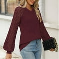 thumbnail image 3 of AELand Women's Long Sleeve Shirts V-Neck Lace Tops 2025 Spring Fashion Clothes Knitted Y2k Blouses, 3 of 7