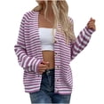 thumbnail image 2 of DPTALR Chandail Décontracté pour Femmes à Rayures Imprimées avec Boutons Cardigan Manches Longues, 2 of 6