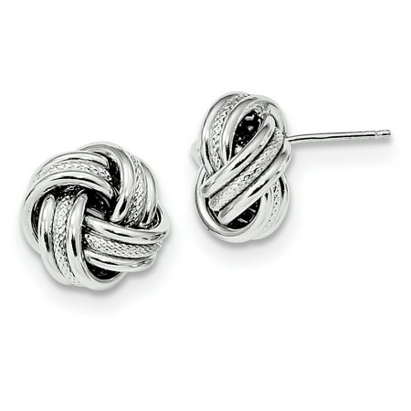 Sterling Silver Rhodium-plate Textured Polished Love Knot