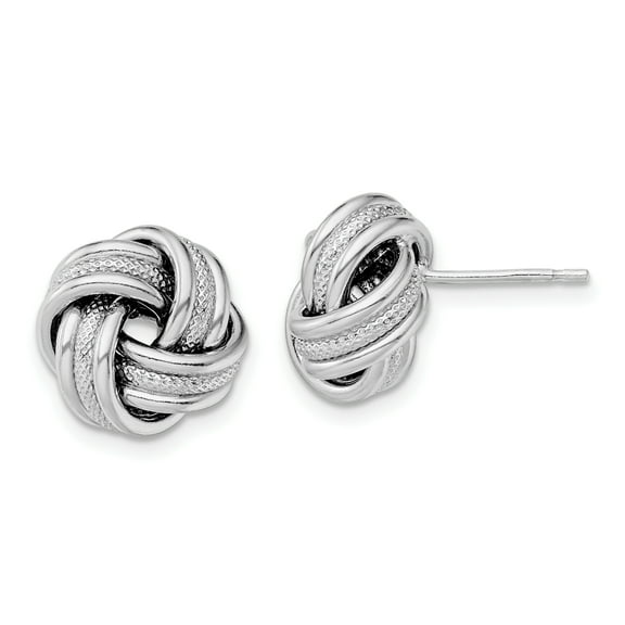 Primal Silver Sterling Silver Rhodium-plated Textured Love Knot Earrings