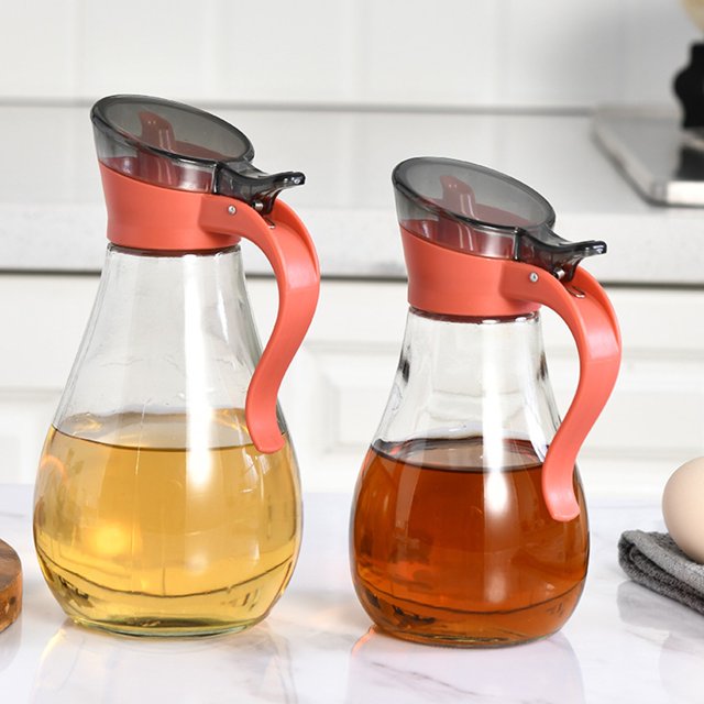 Rebajas por Tiempo Limitado, Suministros de cocina Botellas de vidrio de moda para condimentos Botella de aceite de apertura automática Botella de vinagre Botella de soja Suministros para el hogar