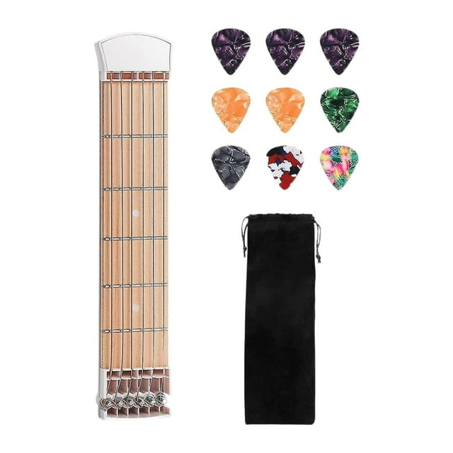 MERIGLARE Pocket Guitar Mini Useful for Beginner for Home Travel 6 Strings Fingerboard White