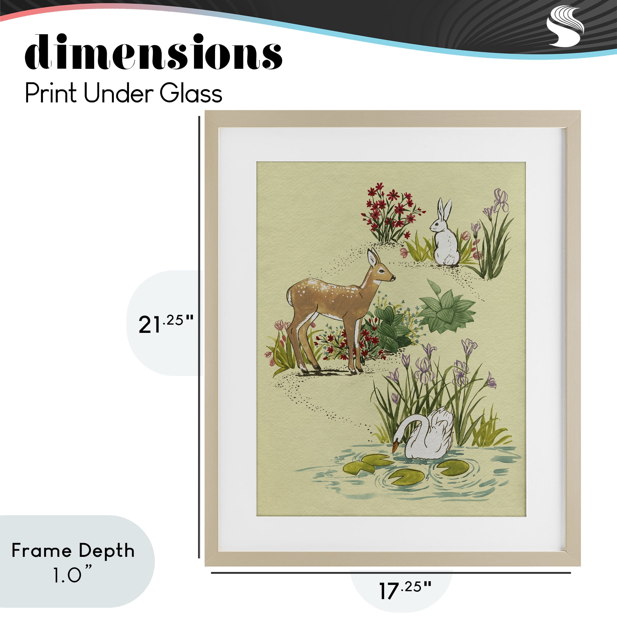 Stupell Industries Peaceful Spring Animals Birch Framed Print Under Glass, design by Grace Popp