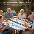 thumbnail image 3 of Round Outdoor Tablecloth with Umbrella Hole and Zipper, Blue Aqua Striped Tablecloth with Elastic Waterproof, Farmhouse Stripe Art Patio Table Covers for 36" - 44" Picnic Pool Tables, 3 of 9