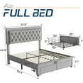 thumbnail image 7 of Merluxy Full Bed Frame with LED Lights&Storage Drawers,Velvet Upholstered,No Box Spring Needed,Light Grey, 7 of 7
