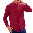 thumbnail image 3 of REZUOFI Mens Special Design Long Sleeve Stand Collar Button Up Shirt Solid Loose for Party Daily, 3 of 6