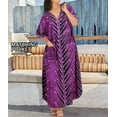 thumbnail image 5 of LA LEELA Women's Summer Pocket Nightgown Batik Caftan for Womens Sleepwear Long House Loungewear Dashiki Dress 1X-2X Violet, Spikes, 5 of 5