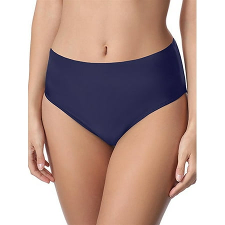 Women's Mid Waist Swim Briefs Solid Swim Bikini Bottom Tankini Shorts Swim Panty Swimsuit Bottom Blue Black Plus
