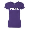 thumbnail image 2 of Wild Bobby, Pray. Inspirational/Christian Women Slim Fit Junior Tee, Purple Rush, XX-Large, 2 of 5
