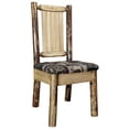 thumbnail image 3 of Glacier Country Collection Side Chair - Woodland Upholstery, w/ Laser Engraved Bronc Design, 3 of 9