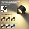 thumbnail image 5 of Battery Operated Wall Sconce with RGB Remote Control, 19 Colors Dimmable Rechargeable Wall Lights, Indoor Cordless Wall Lamp with Magnetic 360° Rotation for Bedroom Living Room(White), 5 of 9