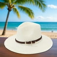 thumbnail image 2 of Sombrero de paja de verano con cinturón trenzado - Sombrilla plegable para viajes y jardinería, 2 of 3