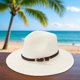thumbnail image 2 of Sombrero de paja de verano con cinturón trenzado - Sombrilla plegable para viajes y jardinería, 2 of 3