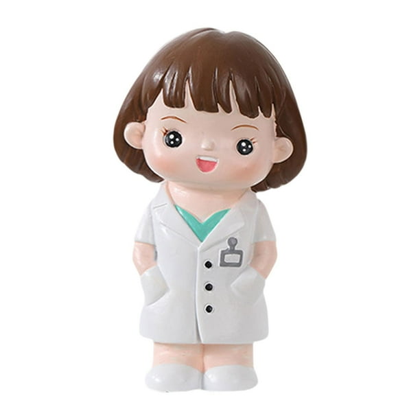 Adorno para tarta, figura, muñeca, regalo para el día de la enfermera, estatua de doctor, escultura de resina Femenino