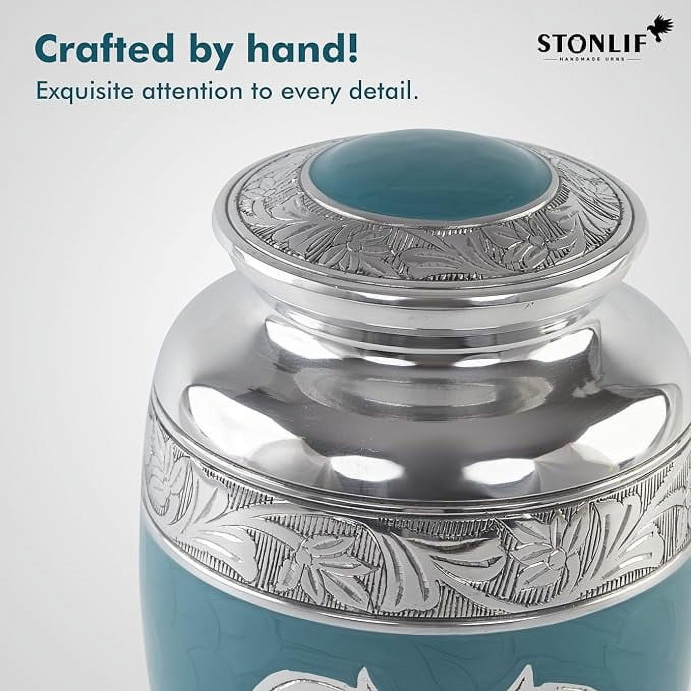 STONLIF Angel Wings Cremation Urns for Human Ashes Adult Female, Male - Decorative Urn for Home, Burial or Funeral - Cremation Urns for Women and Men - Blue, Angel Wings, large