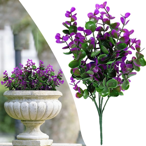 Artificial Plants Outdoor,Greenery Faux Fake Plastic Plants,uv resistant artificial outdoor plants,Faux Eucalyptus Branches for Home Garden,Wedding Bouquet & Outdoor Planter(A)