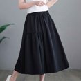 thumbnail image 5 of Annhoo Womens Cotton Linen Skirts Casual Elastic High Waisted Pleated A-Line Skirt Baggy Beach Skirt with Pockets, 5 of 8