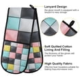 thumbnail image 2 of Yayeee Double Oven Mitt Kitchen Heat Resistant Baking 35" x7" Quilted Glove, Gray Checkered Pattern, 2 of 6